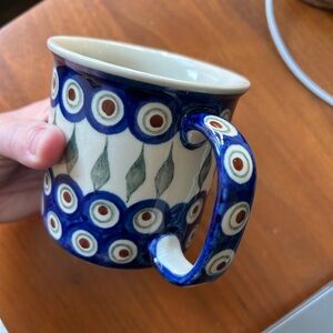 Blue and White Patterned Polish Bolesławiec Ceramic Mug
